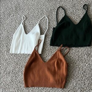 SHEIN Ribbed Camisole Tops - White, Black, and Brown
